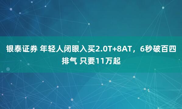 银泰证券 年轻人闭眼入买2.0T+8AT，6秒破百四排气 只要11万起