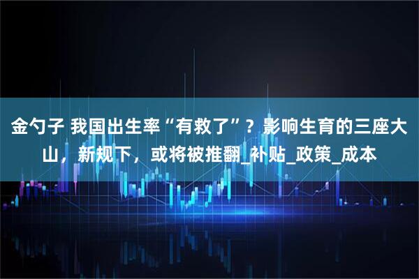 金勺子 我国出生率“有救了”？影响生育的三座大山，新规下，或将被推翻_补贴_政策_成本