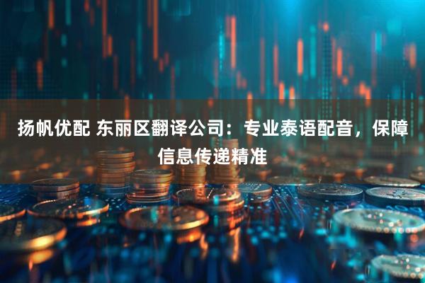扬帆优配 东丽区翻译公司：专业泰语配音，保障信息传递精准