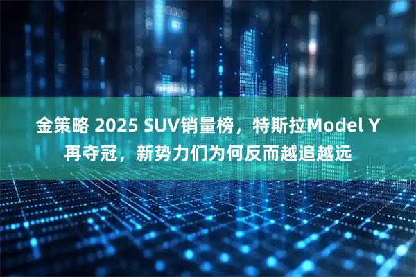 金策略 2025 SUV销量榜,特斯拉Model Y再夺冠,新势力们为何反而越追越远